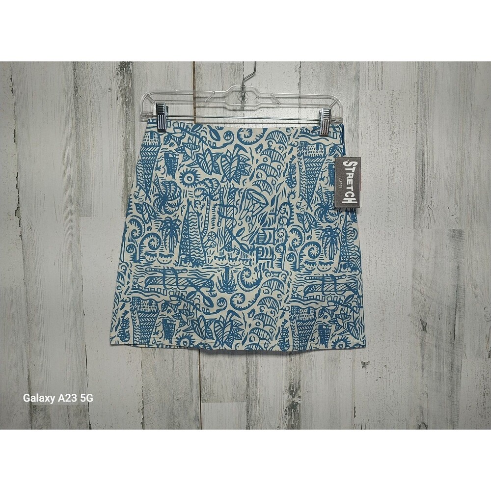 Espirit Stretch Mini Skirt Size 1/2 Blue Tropical